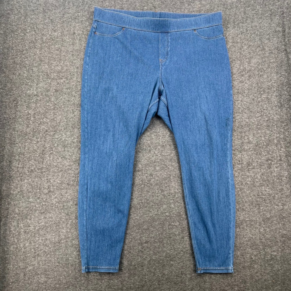 Hue Womens 3X Medium Wash Blue Denim Skinny Leggings Jeggings Pull On Stretch